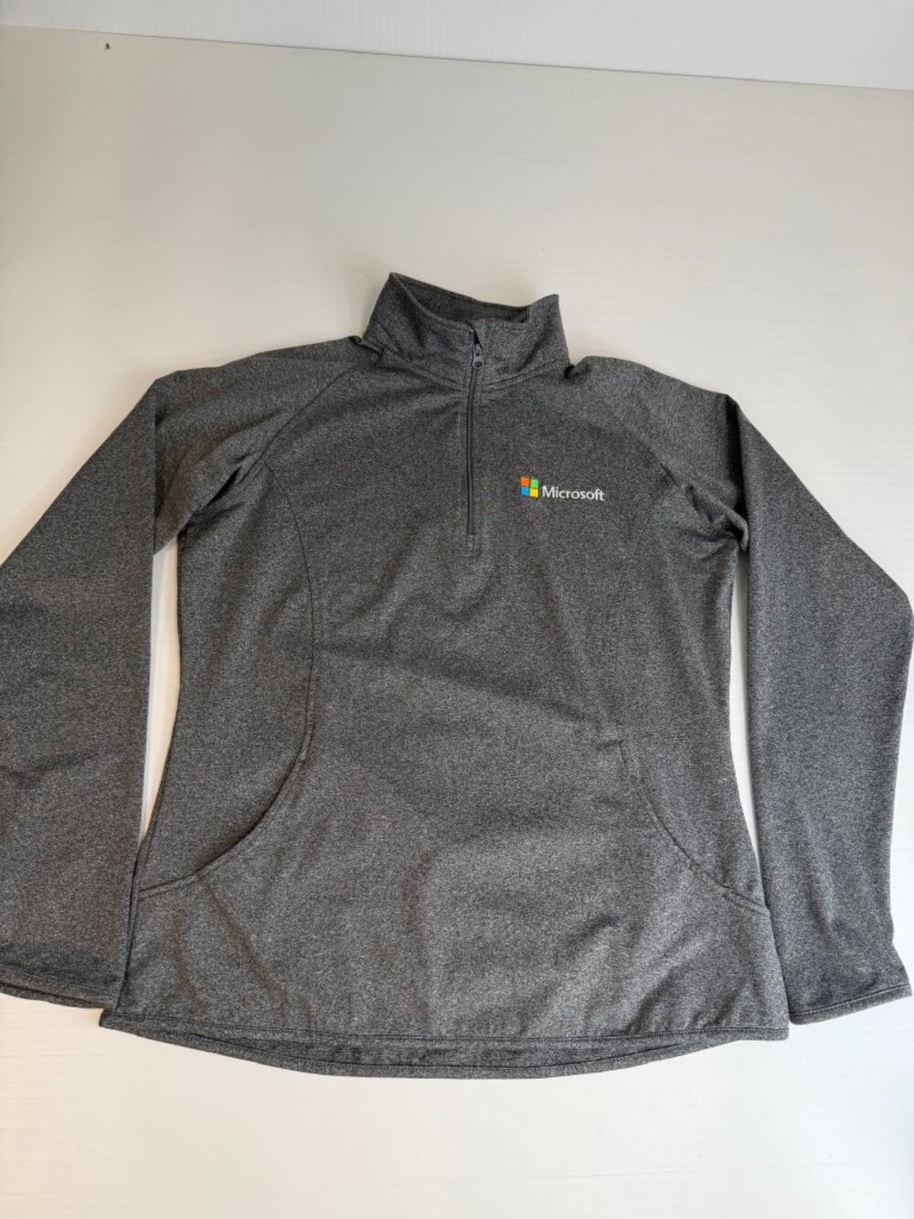 Microsoft Shirt Women Medium Quarter Zip Top Pocket Train Work Party Run Gym Ex